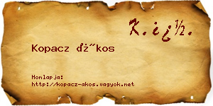 Kopacz Ákos névjegykártya